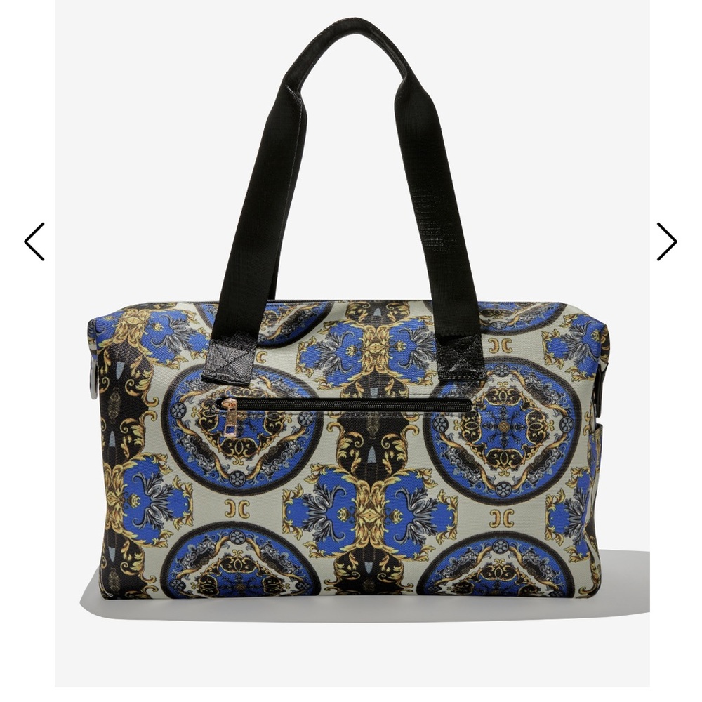 Alice + Olivia Blue and Black Patterned Tote with handles no strap regal romance